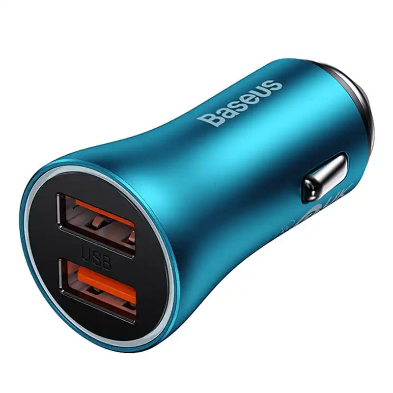 Baseus Golden Contactor Max car charger, 2x USB, 60W (blue) - Product Image 3