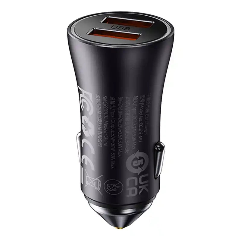 Baseus Golden Contactor Max car charger, 2x USB, 60W (gray) - Product Image 5