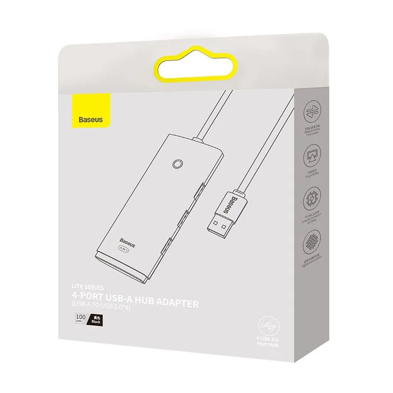 Hub 4in1 Baseus Lite Series USB to 4x USB 3.0, 1m (Black) - Product Image 6