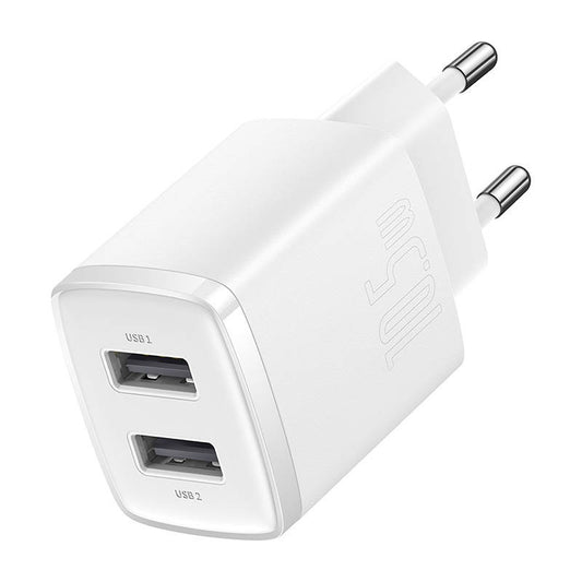 Baseus Compact Quick Charger, 2x USB, 10.5W (white) - Product Image 2