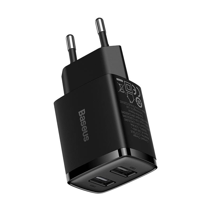 Baseus Compact Quick Charger, 2x USB, 10.5W (black) - Product Image 3