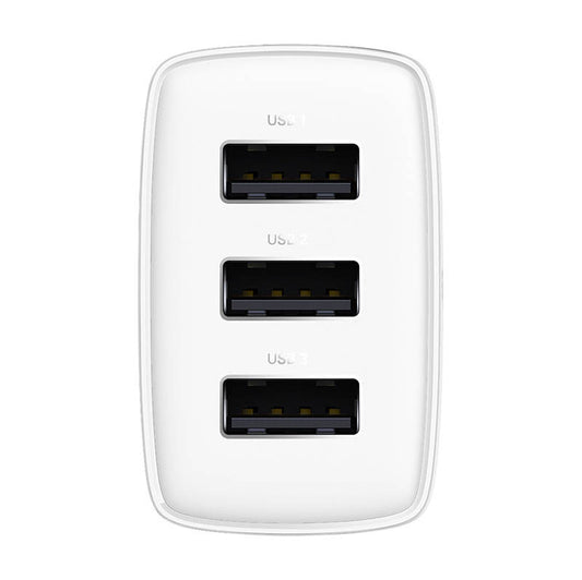 Baseus Compact Quick Charger, 3x USB, 17W (White) - Product Image 2