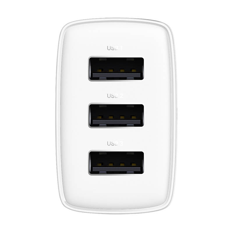Baseus Compact Quick Charger, 3x USB, 17W (White) - Product Image 2