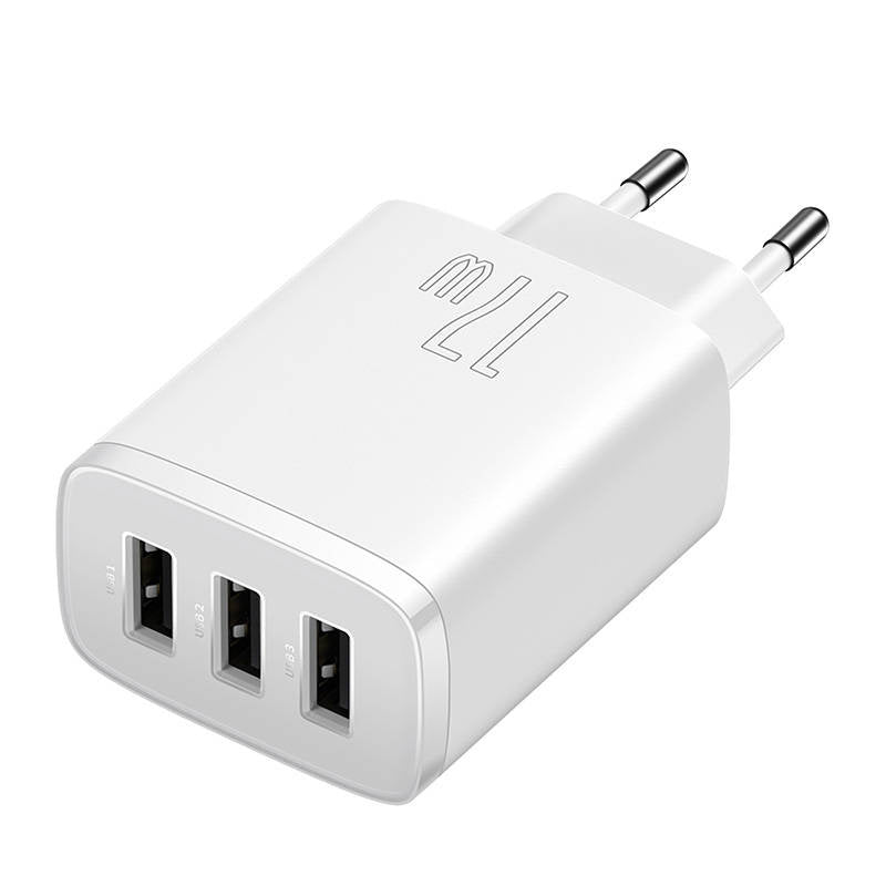 Baseus Compact Quick Charger, 3x USB, 17W (White) - Product Image 6