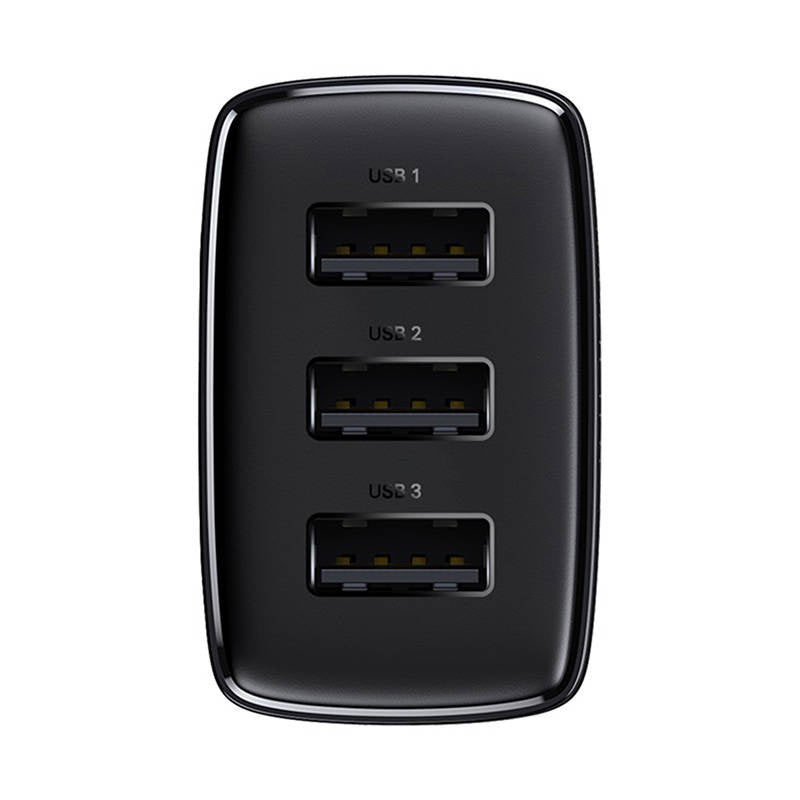 Baseus Compact Quick Charger, 3x USB, 17W (Black) - Product Image 3