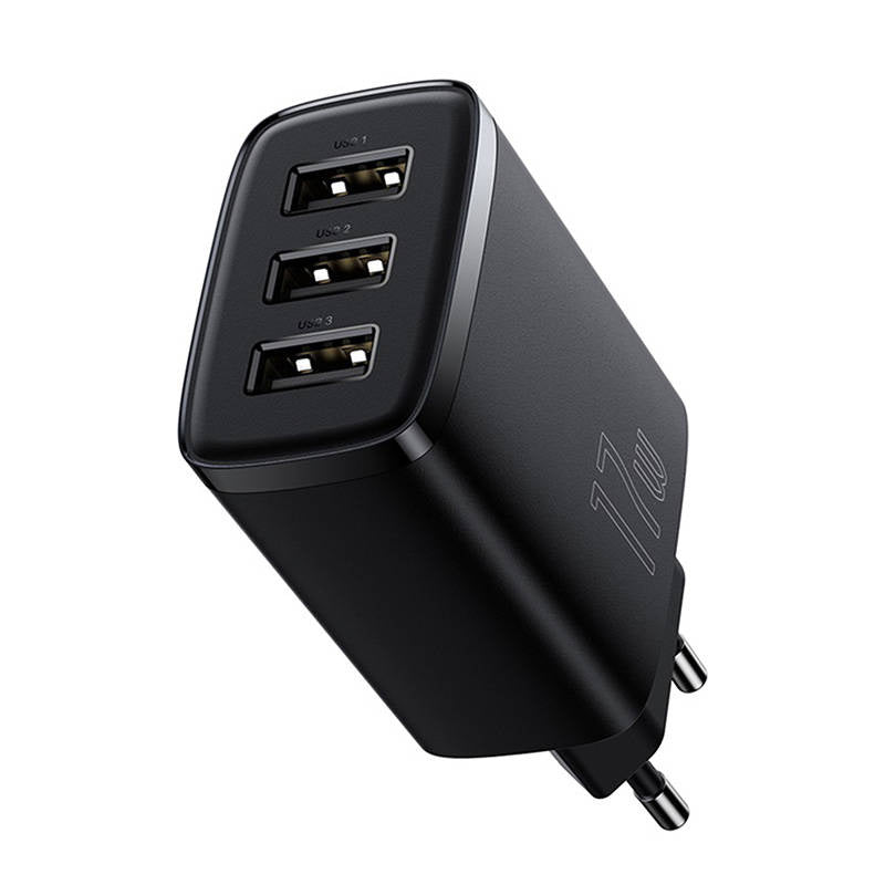 Baseus Compact Quick Charger, 3x USB, 17W (Black) - Product Image 5