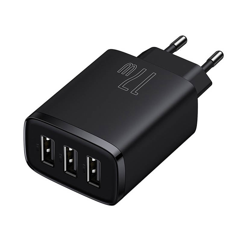 Baseus Compact Quick Charger, 3x USB, 17W (Black) - Product Image 6