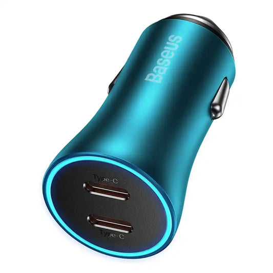 Baseus Golden Contactor Pro car charger, 2x USB-C, 40W (blue) - Product Image 1