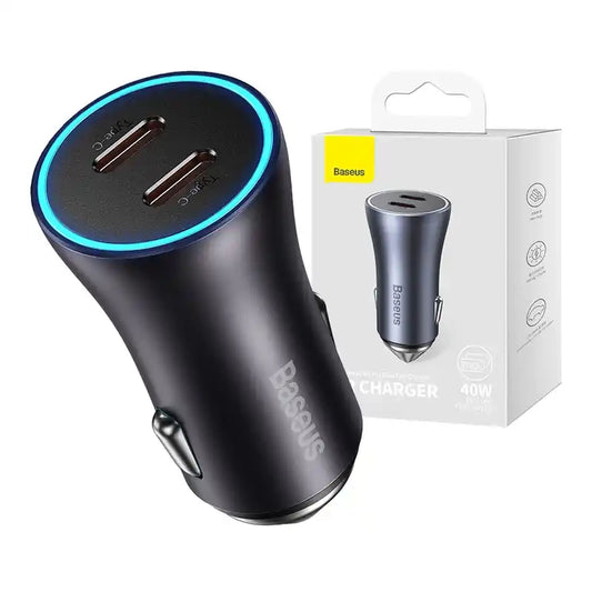 Baseus Golden Contactor Pro car charger, 2x USB-C, 40W (Dark Gray) - Product Image 1