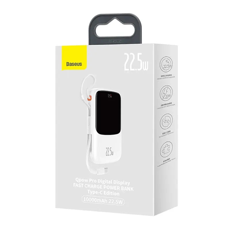 Powerbank Baseus Qpow Pro with USB-C cable, USB-C, USB, 10000mAh, 22.5W (white) - Product Image 6