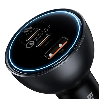 Car Charger Baseus Qualcomm, USB, 2x USB-C, 160W (Grey) - Product Image 3