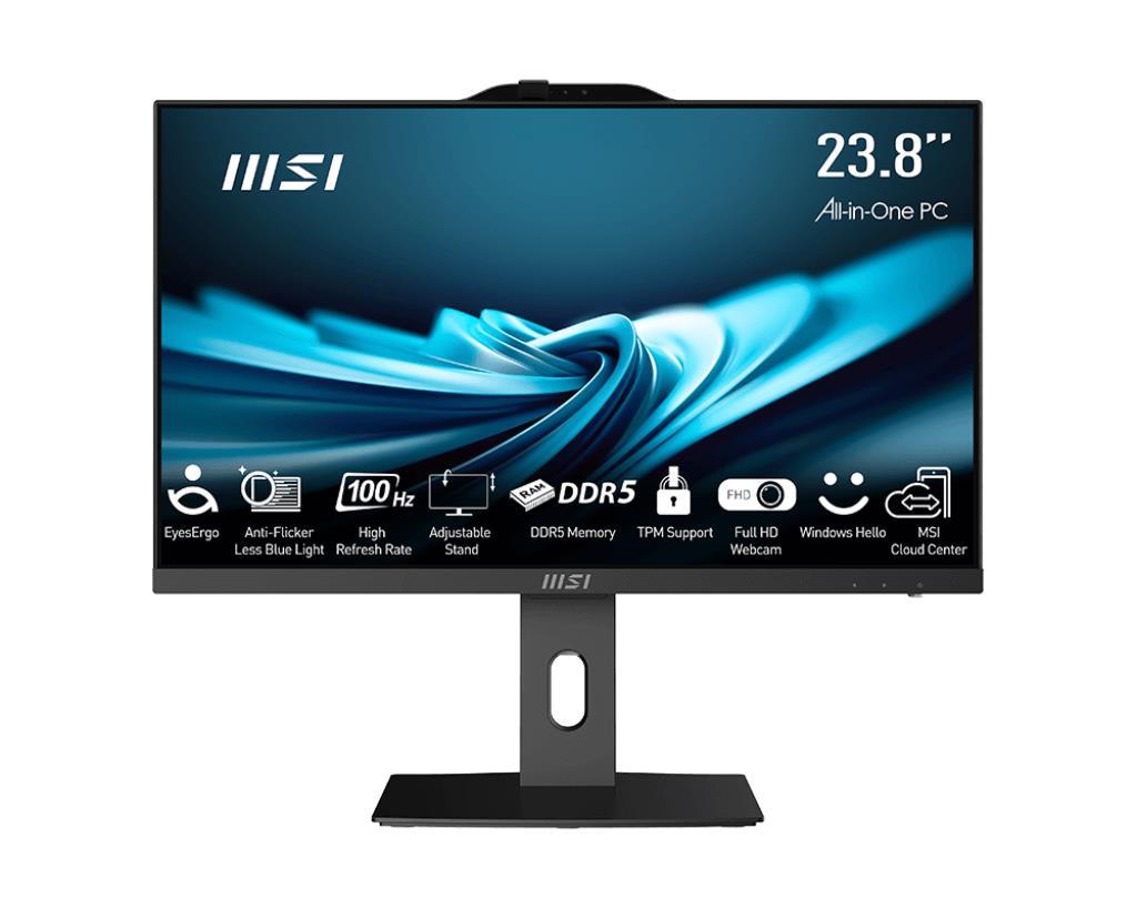 Monoblock PC MSI PRO AP241P 14M Business All in One CPU Core i5 i5-14400 2500 MHz Screen 23.8" RAM 16GB DDR5 5600 MHz SSD 500GB Graphics card Intel UHD Graphics Integrated Windows 11 Pro Colour Black PROAP242P14M-1019EU