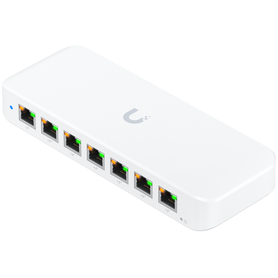 Ubiquiti USW-Ultra-210W-EU compact, Layer 2, 8-port GbE PoE switch with versatile mounting options, 7x GbE PoE+ output ports,