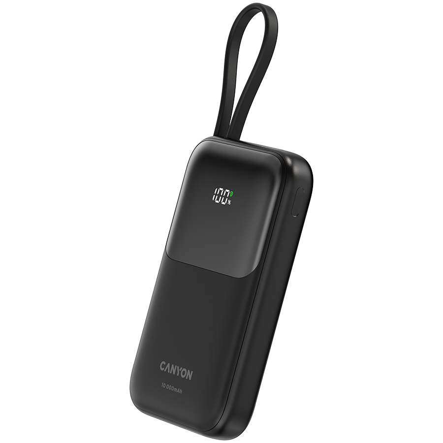 CANYON power bank OnPower 101 built-in cable 10000 mAh PD22.5W Black