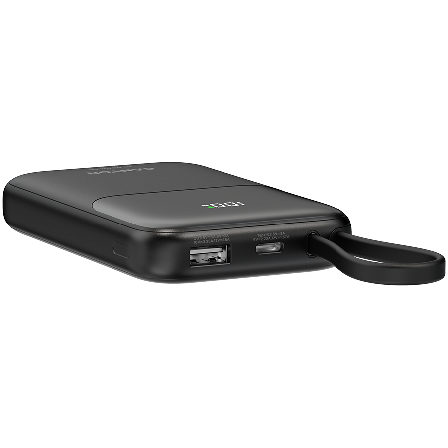 CANYON power bank OnPower 101 built-in cable 10000 mAh PD22.5W Black