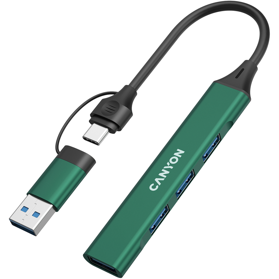 CANYON hub DS-02 4in1 USB-A/C Green
