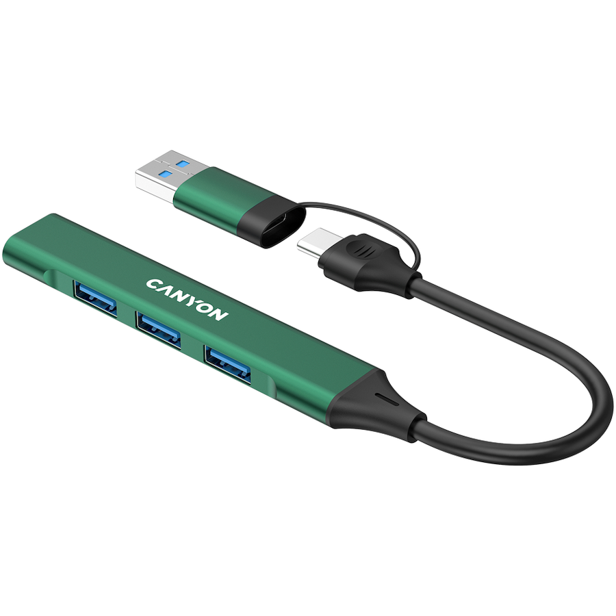 CANYON hub DS-02 4in1 USB-A/C Green