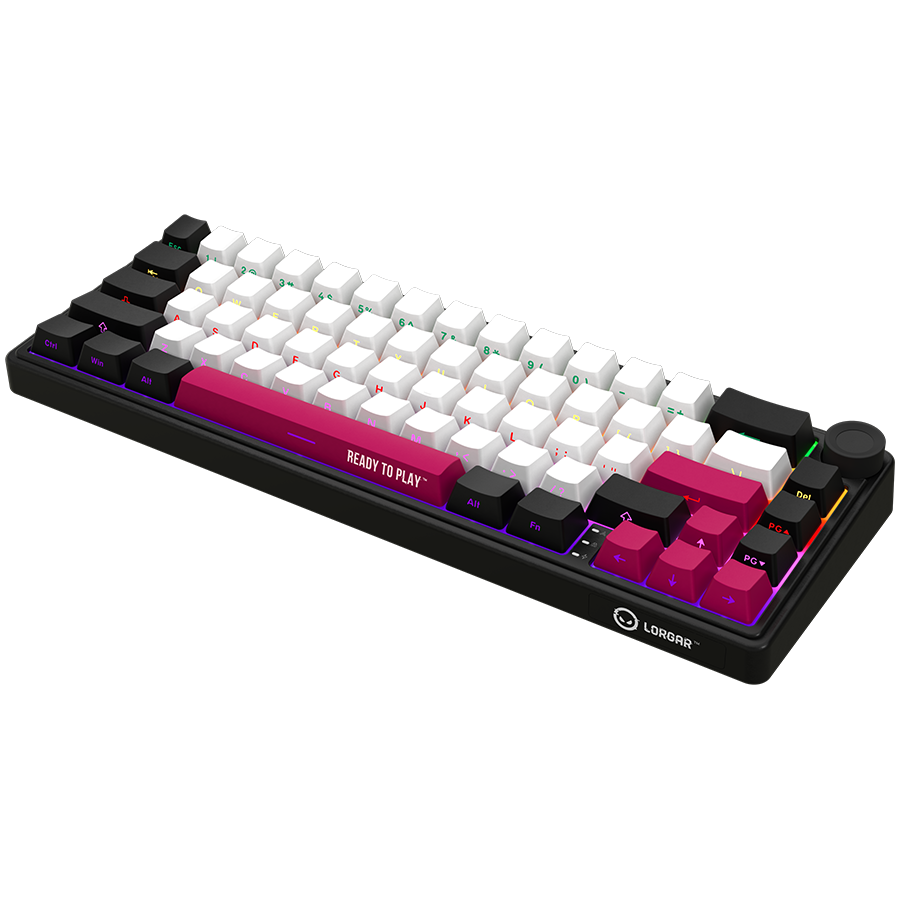LORGAR KBP70MW, Wireless 65% Mechanical Gaming Keyboard Pro, Black/red, EN layout