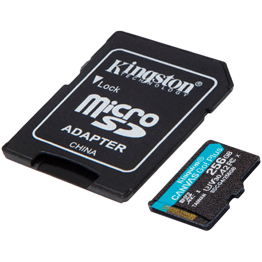 Kingston 256GB microSDXC Canvas Go Plus Gen4 200MB/s A2 U3 V30 Card + Adapter