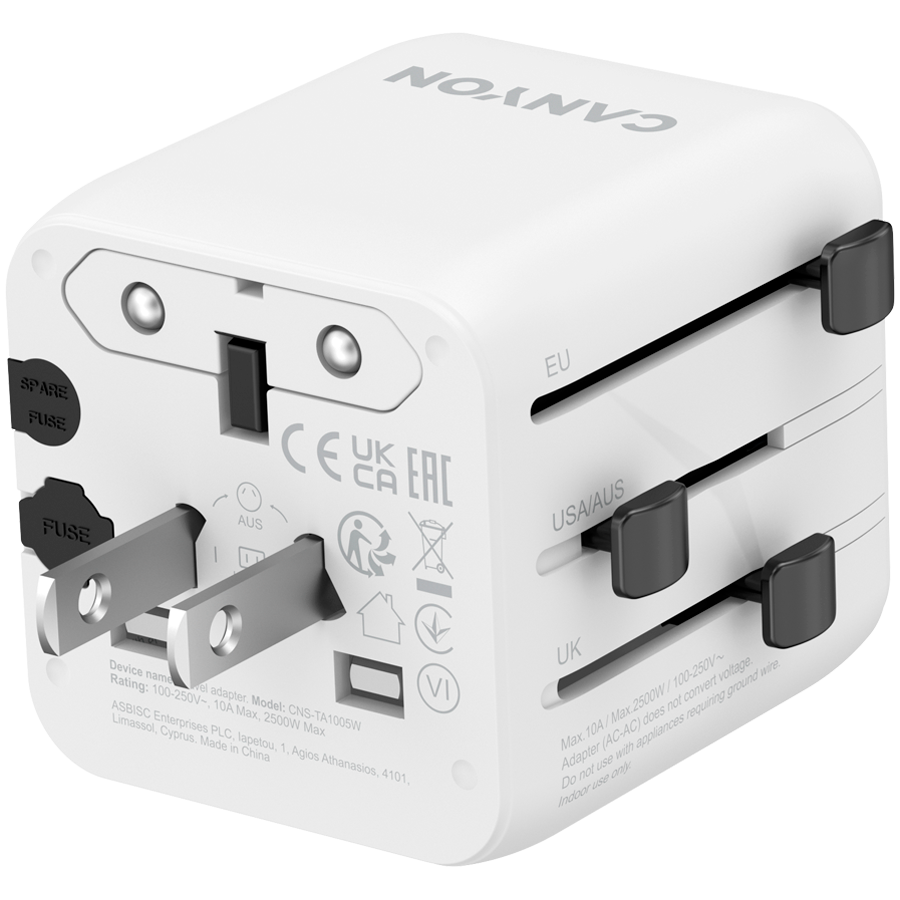 CANYON Travel Adapter OnTour One EU/UK/US/AUS White