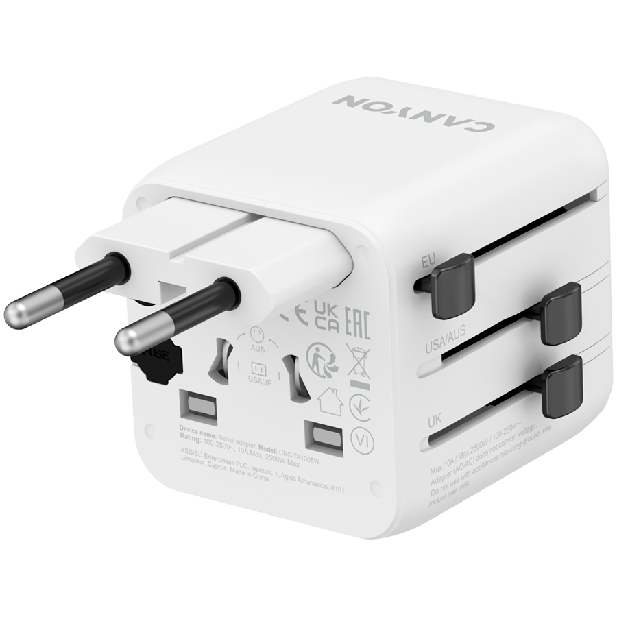 CANYON Travel Adapter OnTour One EU/UK/US/AUS White