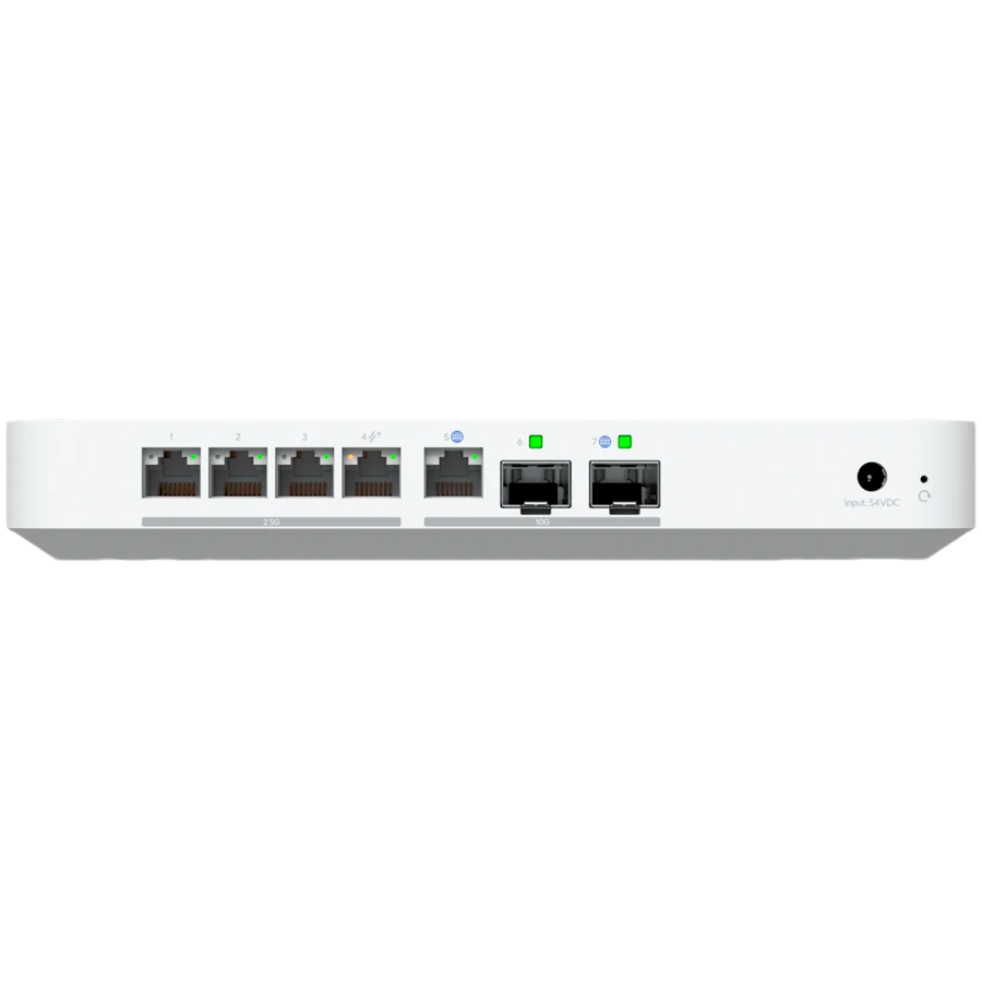 Ubiquiti UniFi UCG-Fiber-EU Desktop 10G Cloud Gateway with integrated PoE switch, Includes full UniFi application suite for d