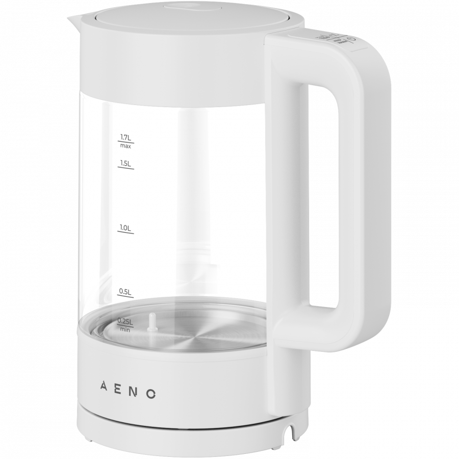 Electric Kettle, white, 220-240V, 1850-2200W, 1.7L, Keep warm 30 min, 40,60,80,90,100, console in Handle — AENO