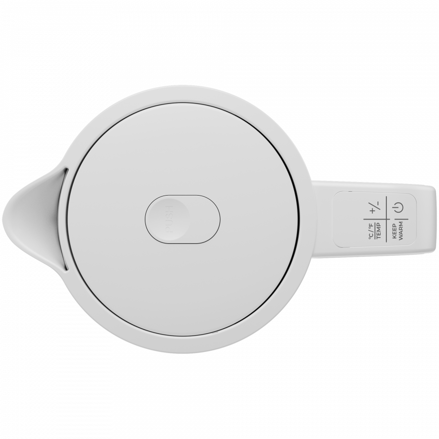Electric Kettle, white, 220-240V, 1850-2200W, 1.7L, Keep warm 30 min, 40,60,80,90,100, console in Handle — AENO