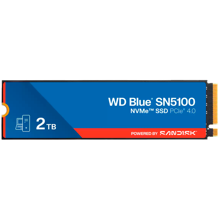 SSD POWERED BY SANDISK WD Blue SN5100 2TB M.2 2280 PCIe Gen4 x4 NVMe QLC 3D, Read/Write: 7100/6700 MBps, IOPS 1000K/1300K, TB