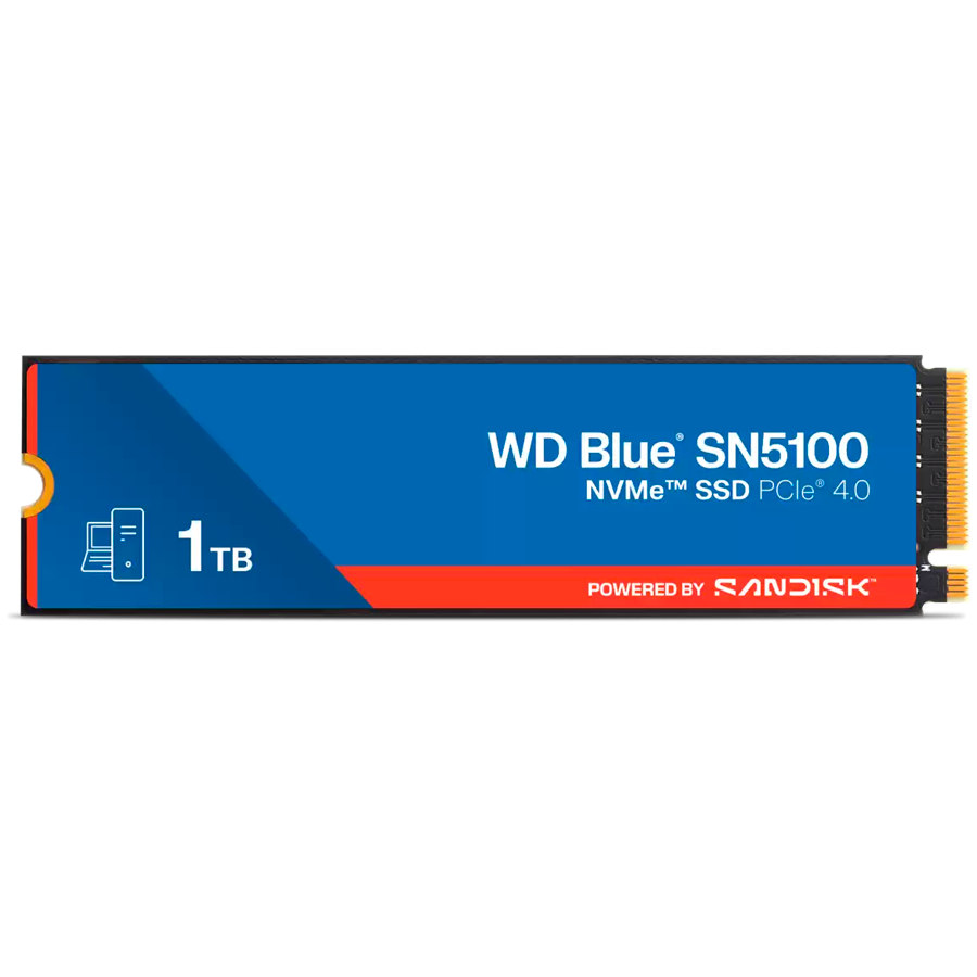 SSD POWERED BY SANDISK WD Blue SN5100 1TB M.2 2280 PCIe Gen4 x4 NVMe QLC 3D, Read/Write: 7100/6700 MBps, IOPS 1000K/1300K, TB