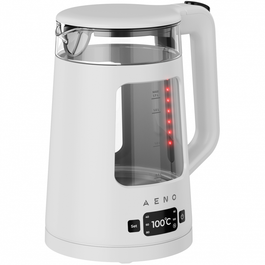 AENO Electric Kettle EK6: 1850-2200W, 2L, Strix, Square-shaped body, Transparent lid, High Resistant Glass, LED-Illumination,