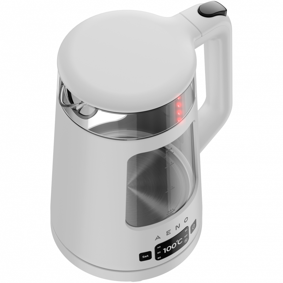 AENO Electric Kettle EK6: 1850-2200W, 2L, Strix, Square-shaped body, Transparent lid, High Resistant Glass, LED-Illumination,