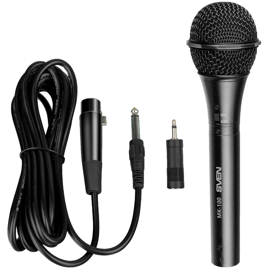 Microphone SVEN MK-100 (Wired, dynamic, metal, cable 4.0 m, 6.3/3.5mm Jack, cardioid, black)