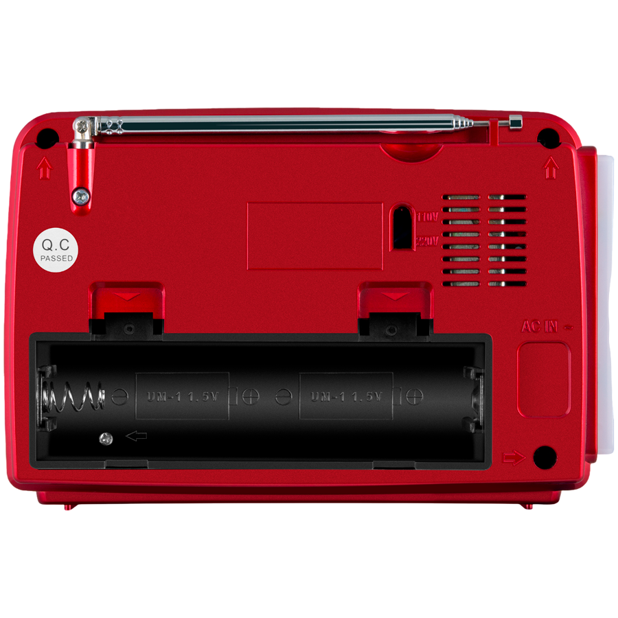 Speaker SVEN SRP-150, red (3W, Bluetooth, FM/AM/SW, USB, microSD, flashlight, battery)