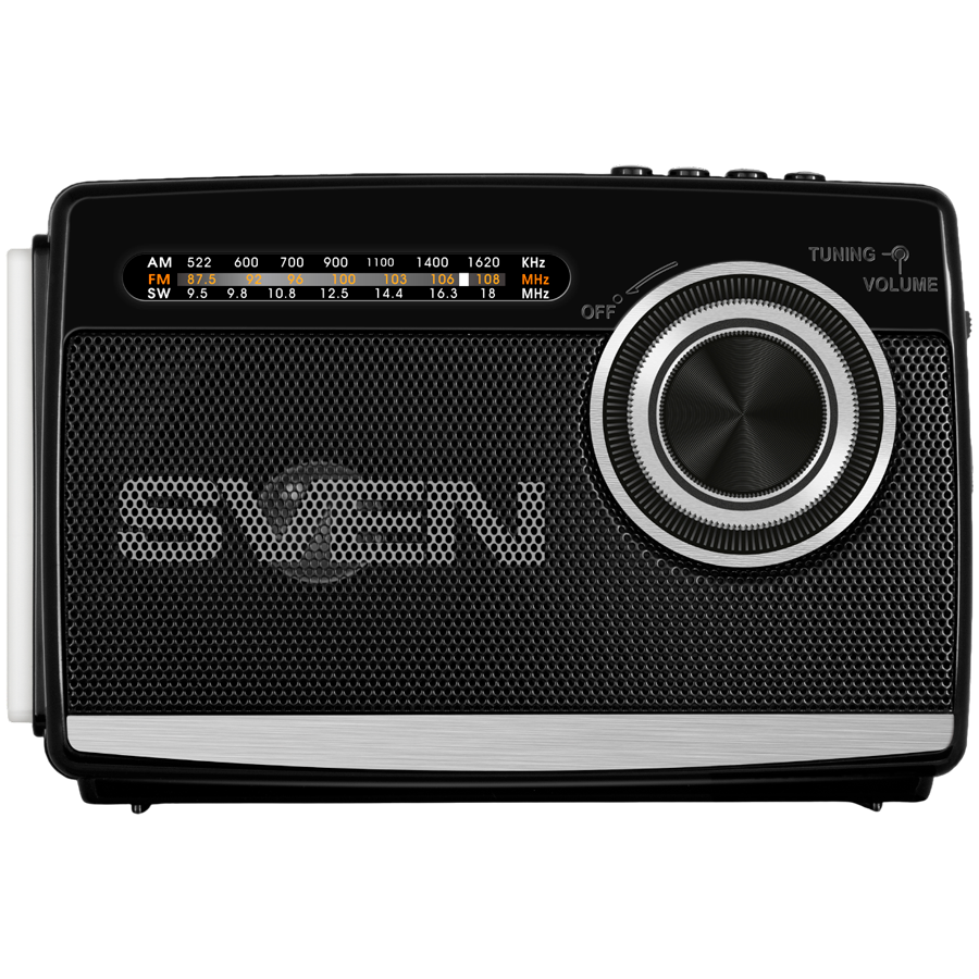 Speaker SVEN SRP-155, black (3W, Bluetooth, FM/AM/SW, USB, microSD, flashlight, battery)
