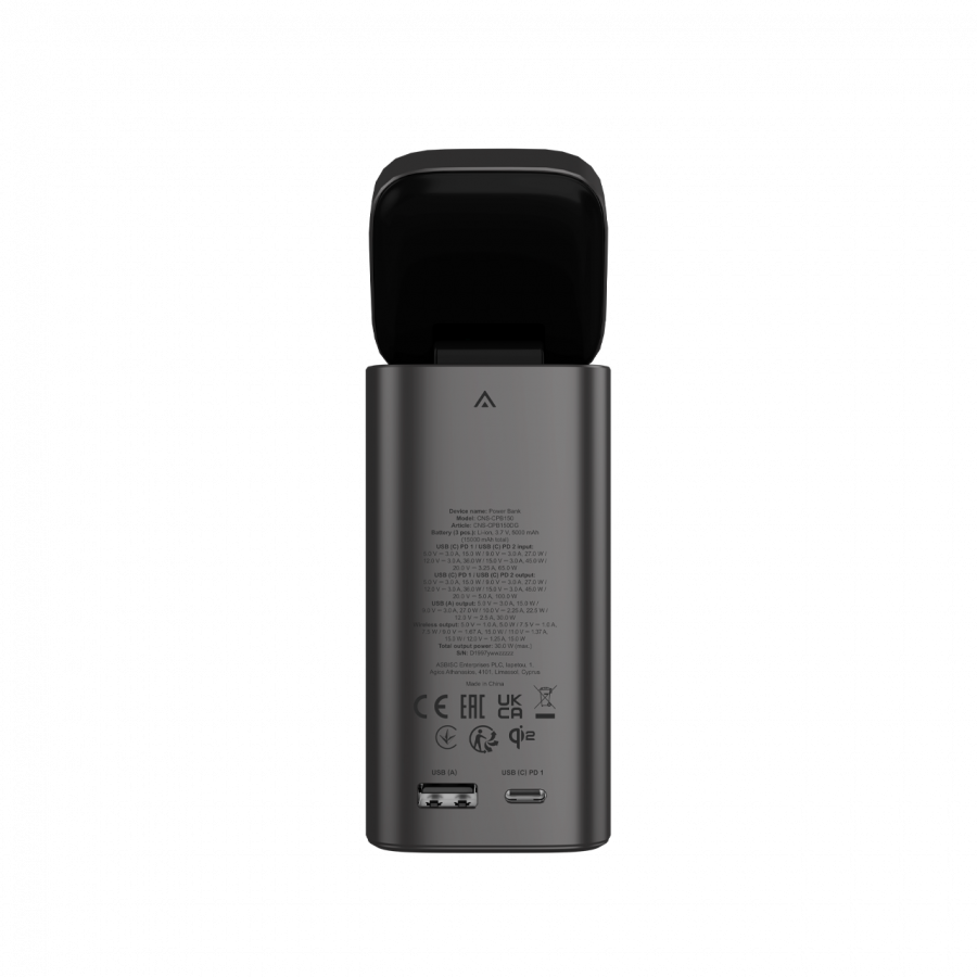 CANYON Qi2 magnetic power bank OnPower 150 15000mAh Aluminium Dark grey