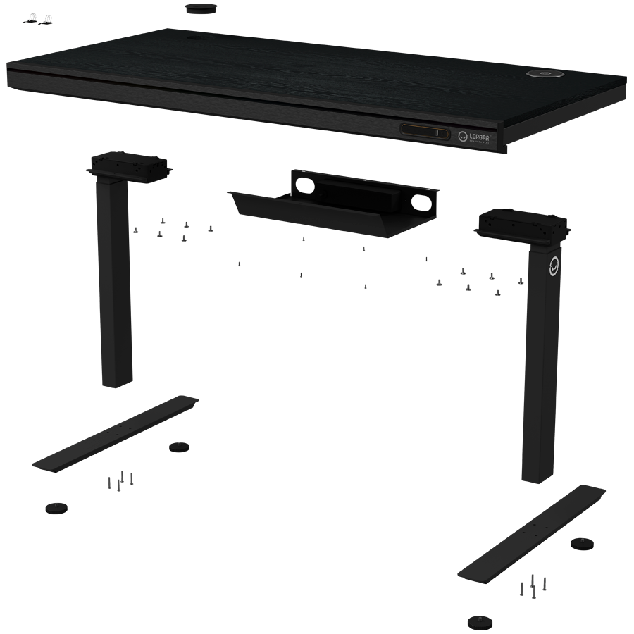 Dual-motor sit/stand adjustable-height gaming desk with wireless charger, RGB lighting, control panel, and USB ports, PB mela