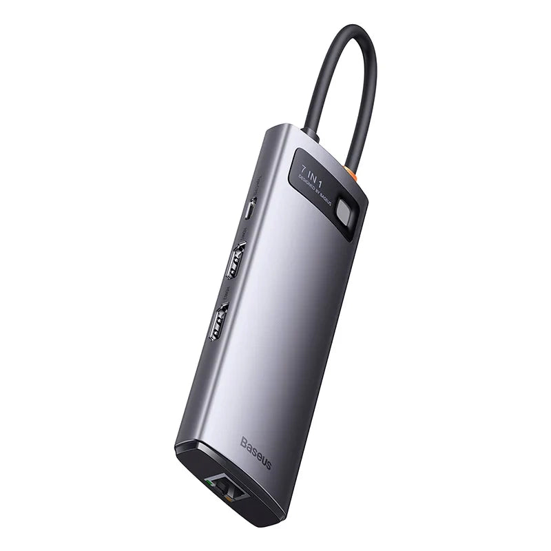 Hub 7in1 Baseus Metal Gleam Series, USB-C to 3x USB 3.0 + 2x HDMI + USB-C PD + Ethernet RJ45 - Product Image 4