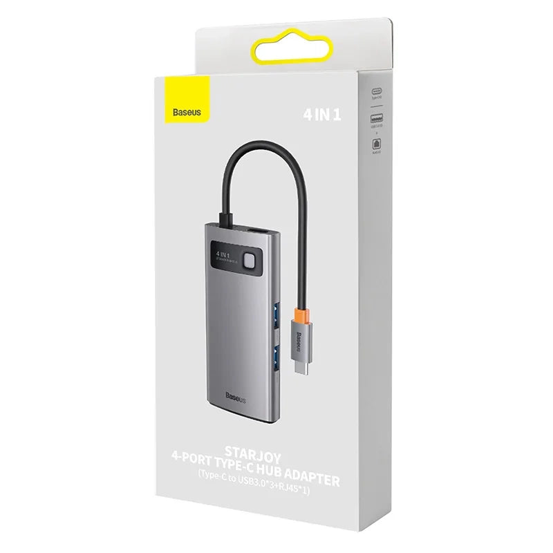 Hub 4in1 Baseus Metal Gleam Series, USB-C to 3x USB 3.0 + Ethernet RJ45 - Product Image 6