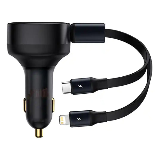 Car Charger Baseus Enjoyment with cable USB-C + Lightning 3A, 30W (Black) - Product Image 1
