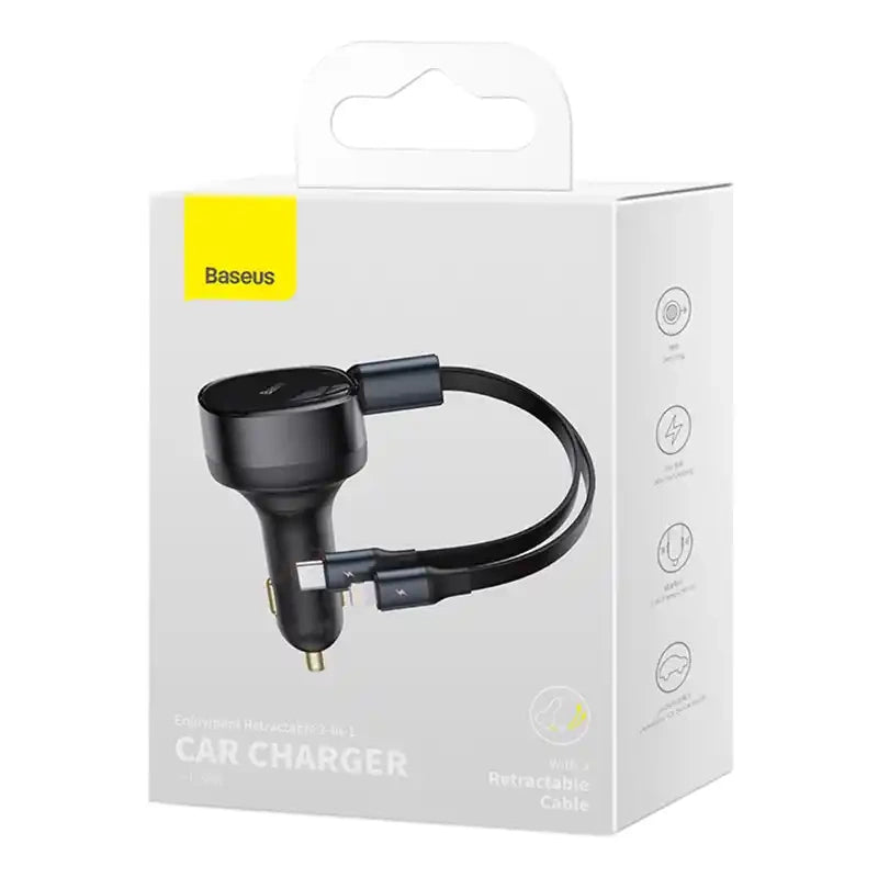 Car Charger Baseus Enjoyment with cable USB-C + Lightning 3A, 30W (Black) - Product Image 7