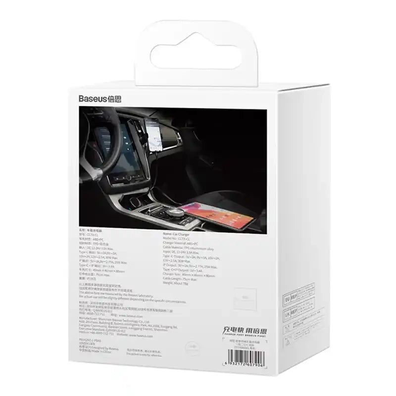 Car Charger Baseus Enjoyment with cable USB-C + Lightning 3A, 30W (Black) - Product Image 8