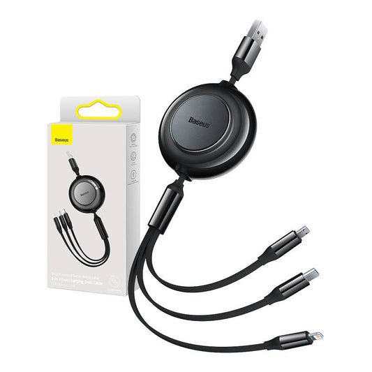 Baseus Bright Mirror 2, USB 3-in-1 cable for micro USB / USB-C / Lightning 3.5A 1.1m (Black) - Product Image 1