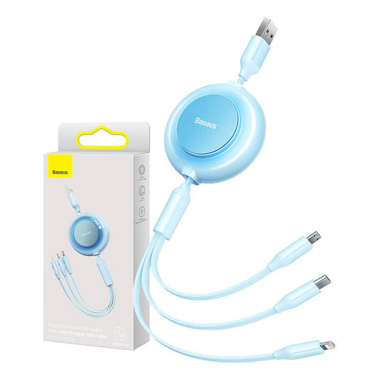 Baseus Bright Mirror 2, USB 3-in-1 cable for micro USB / USB-C / Lightning 3.5A 1.1m (Sky blue) - Product Image 1