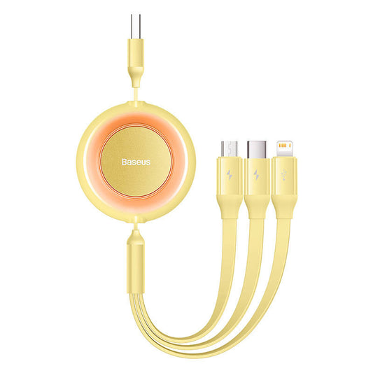 Baseus Bright Mirror 2, USB 3-in-1 cable for micro USB / USB-C / Lightning 3.5A 1.1m (Yellow) - Product Image 2