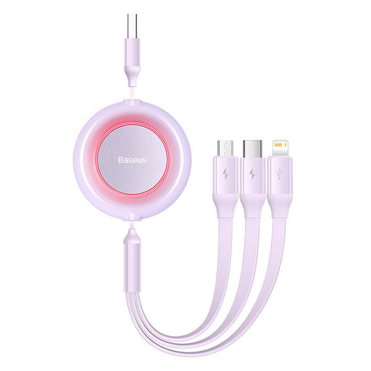 Baseus Bright Mirror 2, 3-in-1  USB 3-in-1 cable for micro USB / USB-C / Lightning 3.5A 1.1m (Purple) - Product Image 2