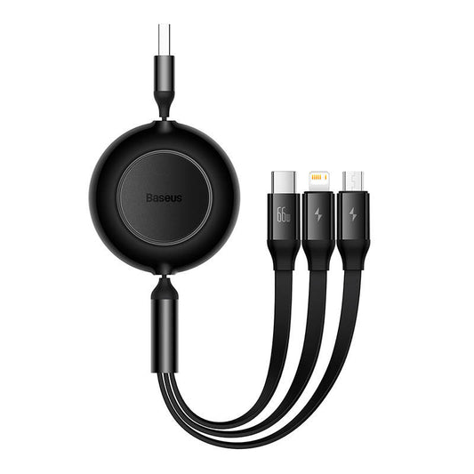 Baseus Bright Mirror 3, USB 3-in-1 cable for micro USB / USB-C / Lightning 66W / 2A 1.1m (Black) - Product Image 2