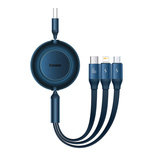 Baseus Bright Mirror 3, USB 3-in-1 cable for micro USB / USB-C / Lightning 66W / 2A 1.1m (Blue) - Product Image 2