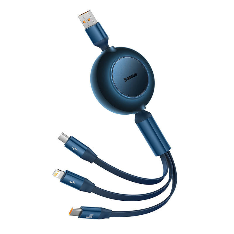 Baseus Bright Mirror 3, USB 3-in-1 cable for micro USB / USB-C / Lightning 66W / 2A 1.1m (Blue) - Product Image 6
