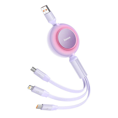 Baseus Bright Mirror 3, USB 3-in-1 cable for micro USB / USB-C / Lightning 66W / 2A 1.1m (Purple) - Product Image 5